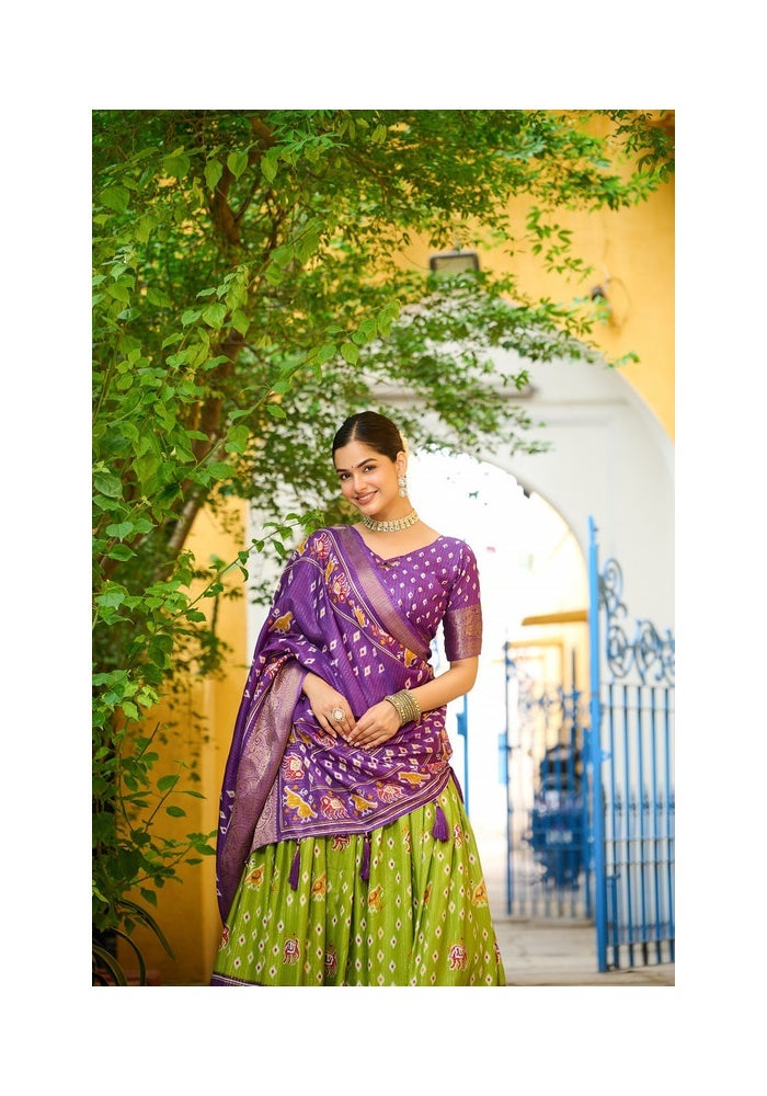 Malishka Export Lehenga Choli Set for Women in Mahendi Green - Image 3